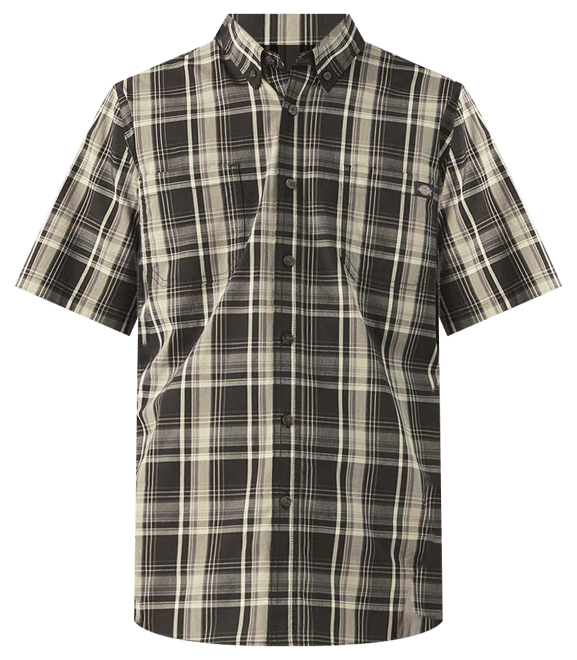 Dickies Flex Mens Relaxed Fit Short Sleeve Plaid Button-Down Shirt