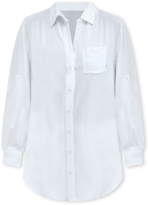 Women's Gauze Collared Button-Front Beach Shirt