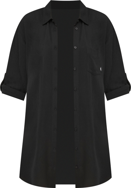 Women's Gauze Collared Button-Front Beach Shirt