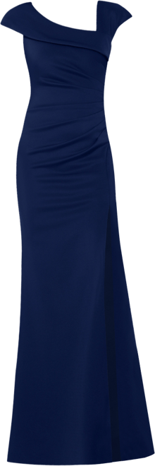 Petite Asymmetric Front Slit Evening Gown