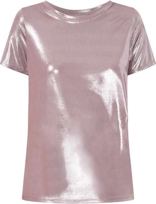 Women's Metallic Short-Sleeve Crewneck Top
