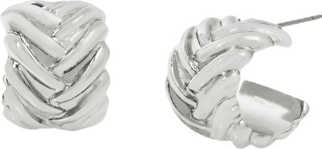 Woven Huggies Hoop Earrings