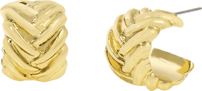 Woven Huggies Hoop Earrings