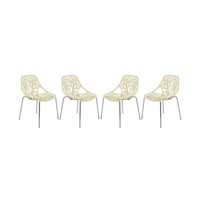Modern Asbury Dining Chair w/ Chromed Legs, Set of 4