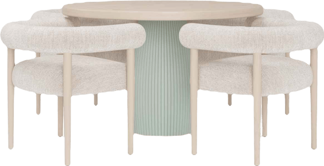 Lunare 5-Pc. Dining Set (Round Table & 4 Rolled Back Chairs), Created for Macy's