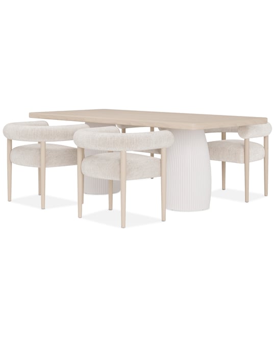 Lunare 5-Pc. Dining Set (Rectangular Table & 4 Rolled Back Chairs)