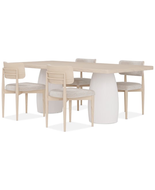 Lunare 5-Pc. Dining Set (Rectangular Table & 4 Curved Chairs)
