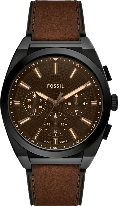 Men's Everett Chronograph Brown Leather Watch, 44mm