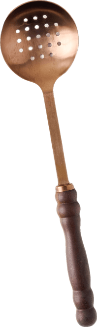 Walnut Handle Copper Slotted Spoon