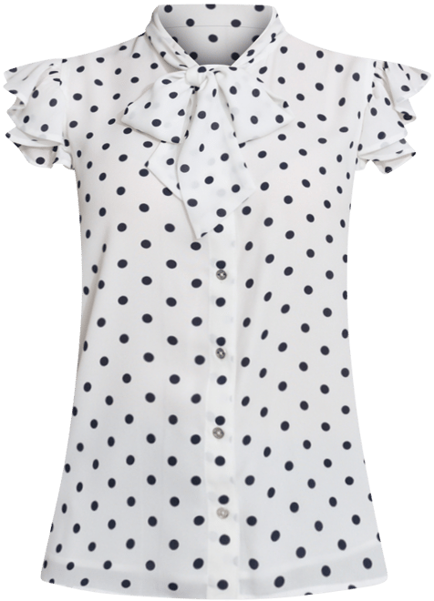 Women's Ruffle-Sleeve Bow Blouse