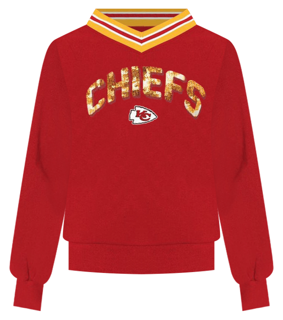 Women's Red Kansas City Chiefs Alice V-Neck Pullover Sweatshirt