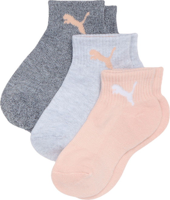 PUMA Big Kids' Half-Terry Quarter Crew Socks (3 Pairs)