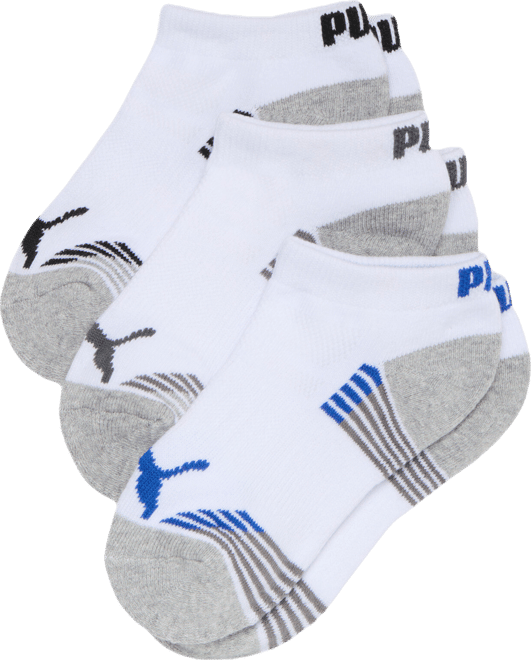 PUMA Big Kids' Half-Terry Low Cut Socks (3 Pairs)
