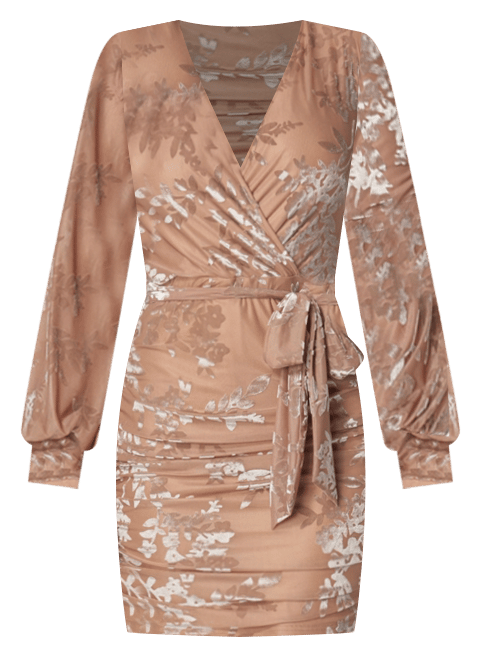 Women's Surplice Burnout Mini Dress