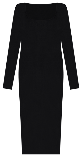 Women's Long Sleeve Square Neck Rib Maxi Dress