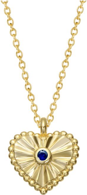 14k Gold Plated Little Heart Pendant Necklace with Red, Green, Blue, or Clear Cubic Zirconia