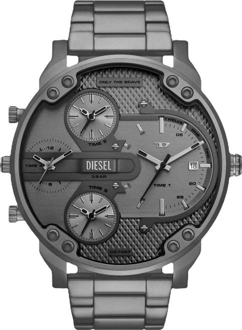 Men's Mr. Daddy Slim Quartz Three-Hand Date Gray Stainless Steel Watch, 54mm