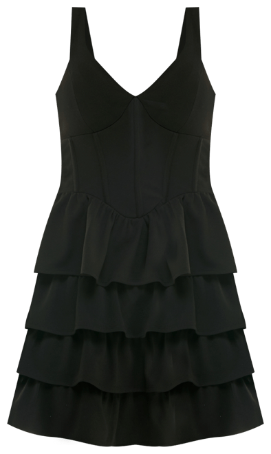 Juniors' Tiered Ruffle Corset Dress