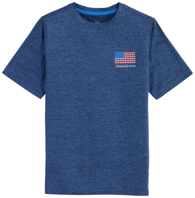 Boys' American Flag Whales Short-Sleeve Harbor Sun Performance Tee