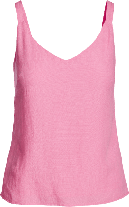 V Neck Linen Tank Top Sachet Pink