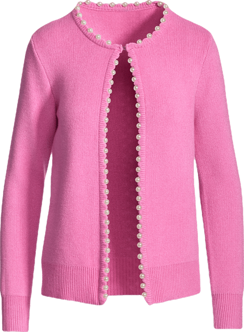 Pearl Trim Cardigan - Fuchsia Pink | Boston Proper