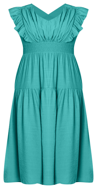 Plus Size Flutter Sleeve Midi Dress