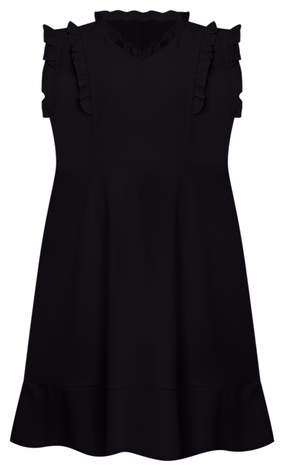 Plus Size Flutter Sleeve Scuba Dress