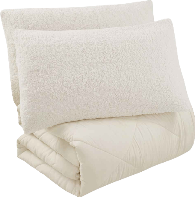 Closeout!  Cozy Sherpa 3 Piece Comforter Set, Full/Queen