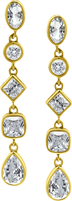 Cubic Zirconia Linear Drop Earrings (3-1/2 ct. t.w.) in 18k Yellow Gold Over Sterling Silver, Exclusively at Macy's