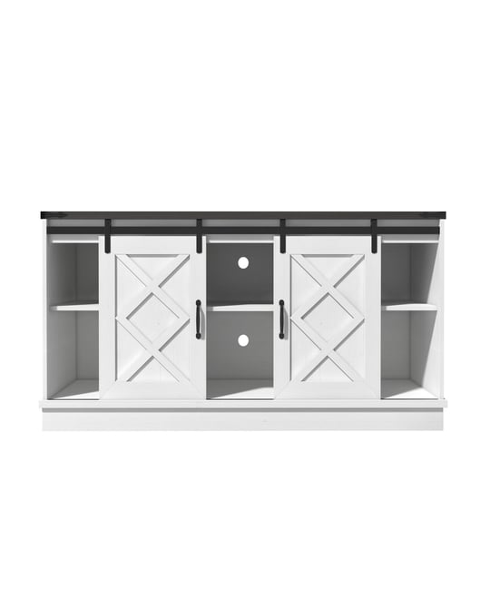 Farmhouse Tv Stand with Storage 58" Entertainment Center with Sliding Barn Door Media Tv Console with Height Adjustable Shelves for Living Room -