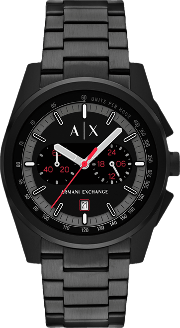 Men's Quartz Chronograph Black Stainless-Steel Watch, 42mm