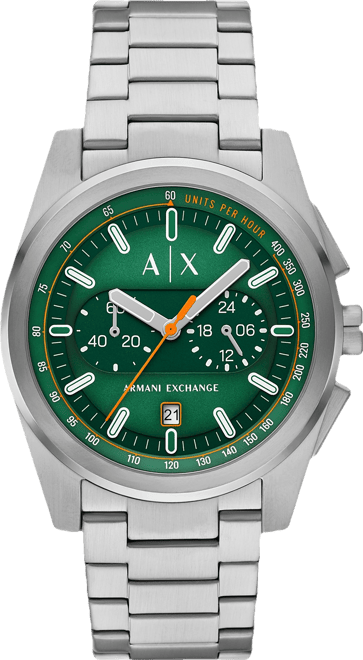 Men's Quartz Chronograph Silver Stainless-Steel Watch, 42mm