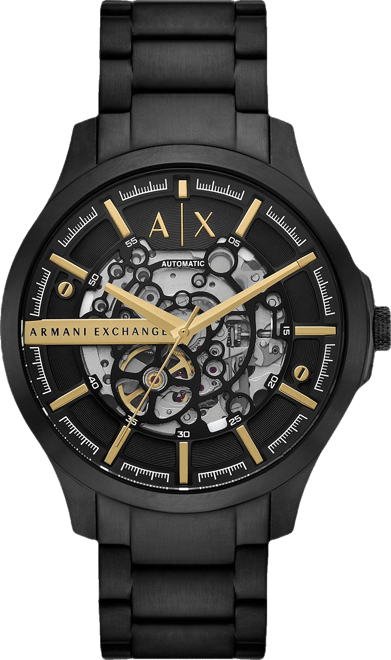 Men's Automatic Three-Hand Black Stainless-Steel Watch, 46mm