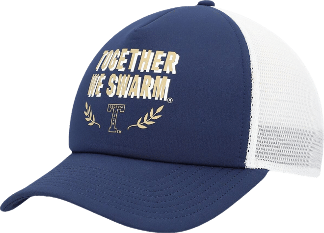 Men's Navy Georgia Tech Yellow Jackets Phrase Foam Front Trucker Adjustable Hat