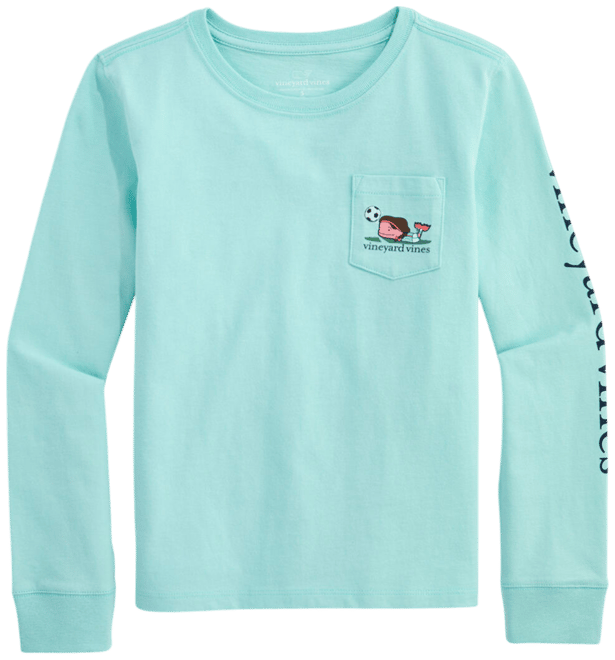 Girls' Soccer Whale Long-Sleeve Pocket Tee