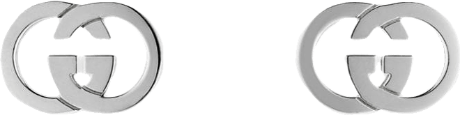 Gucci Sterling Silver Interlocking Double G Stud Earrings