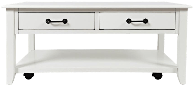 North Fork Acacia 2 Drawer Coffee Table with Casters