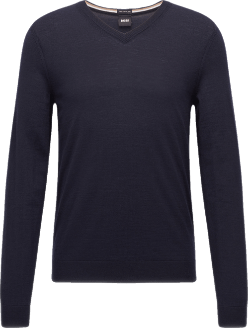Boss by  Men's Slim-Fit Merino Wool V-Neck Sweater
