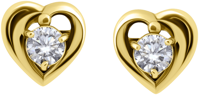 Cubic Zirconia Heart Solitaire Stud Earrings in Sterling Silver, Created for Macy's