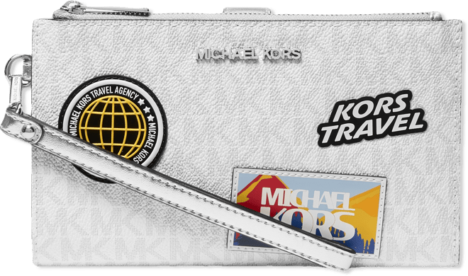 Michael  Logo Jet Set Double-Zip Wristlet