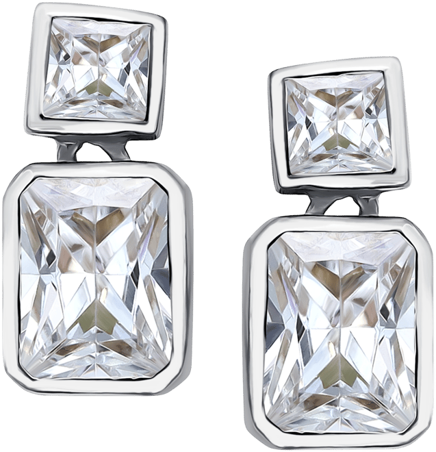 Cubic Zirconia Octagon & Square Drop Earrings in 18k Gold-Plated Sterling Silver, Created for Macy's