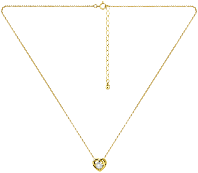 Cubic Zirconia Heart Pendant Necklace in 18k Gold Over Sterling Silver, 16" + 2" extender, Exclusively at Macy's