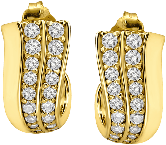 Pave Cubic Zirconia J Hoop Earrings (7/8 ct. t.w.) in 18k Gold Over Sterling Silver, Exclusively at Macy's