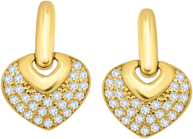 Pave Cubic Zirconia Heart Door Knocker Earrings (3/4 ct. t.w.) in 18k Gold Over Sterling Silver, Exclusively at Macy's