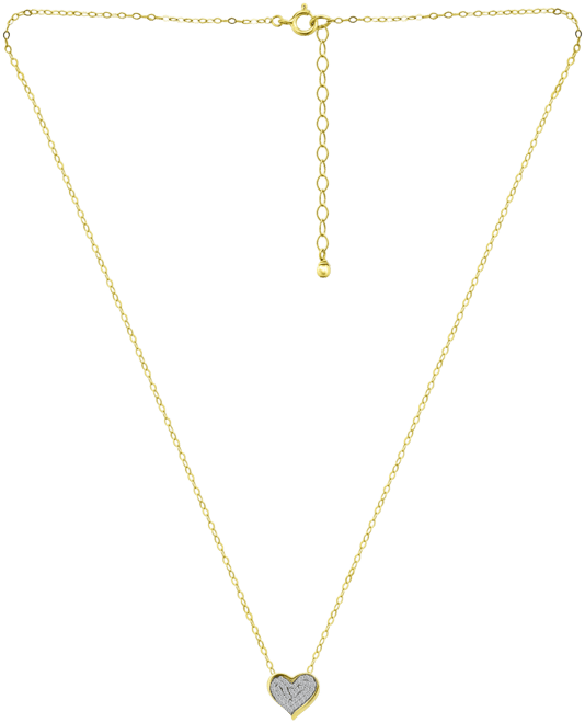Pave Cubic Zirconia Heart Pendant Necklace (5/8 ct. t.w.) in 18k Gold Over Sterling Silver, 16" + 2" extender, Exclusively at Macy's