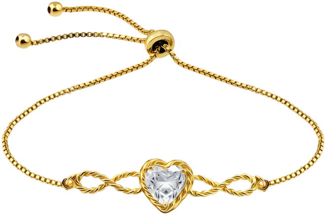 Heart Cubic Zirconia Infinity Link Bolo Bracelet (1-7/8 ct. t.w.) in 18k Gold Over Sterling Silver, Exclusively at Macy's