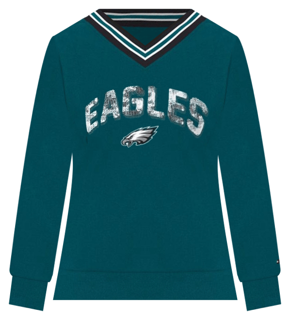 Women's Midnight Green Philadelphia Eagles Alice V-Neck Pullover Sweatshirt