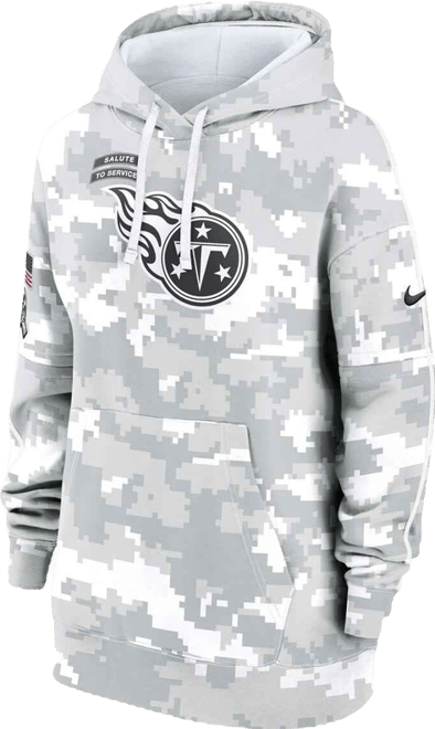 Women's Arctic Camo Tennessee Titans 2024 Salute To Service Club Fleece Oversized Pullover Hoodie