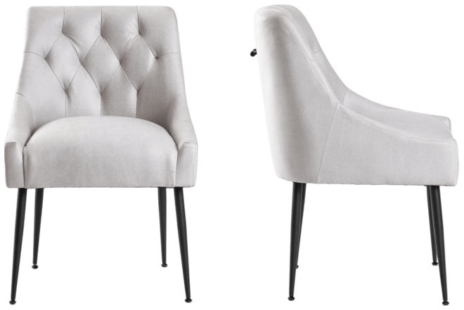 Modern Upholstered Dining Chairs Set of 2, Mid Century Kitchen Side Chairs with 5.12” Cushions and Back Pull Rod for Kitchen, Living Roo