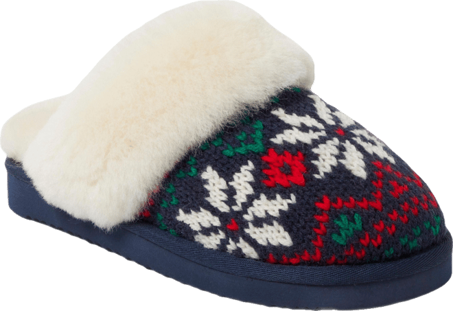 Fireside by  Women's Sydney Holiday Fair Isle Genuine Shearling Scuff Slipper